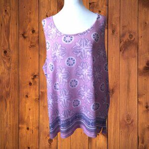 Weekend Suzanne Betro Women's 3X Pullover Tank Top Blouse Keyhole Back Boho Pink